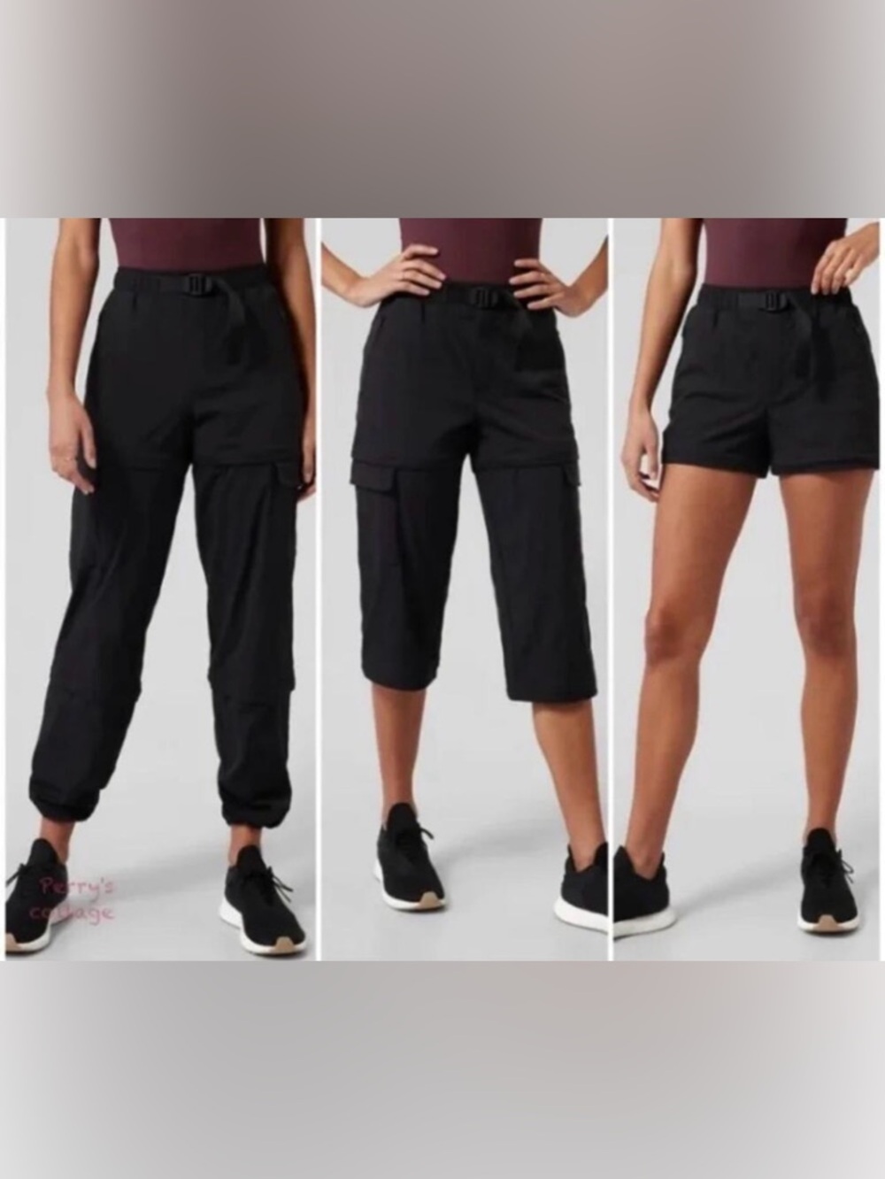 Athleta Black Trekkie Convertible Hike Pants in Black - Size 12 Tall